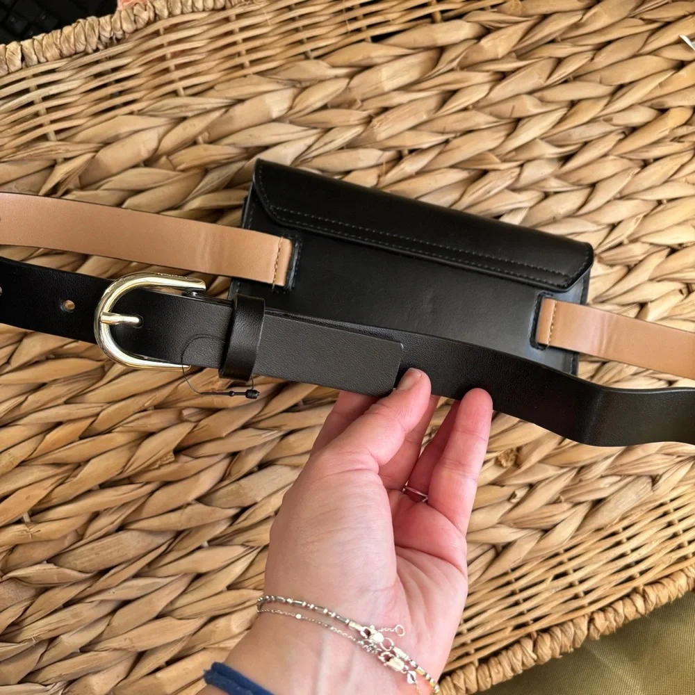 Kate Spade / NEW Black Leather Bow Belt Bag Waist Pack Fanny Pack (S/M)